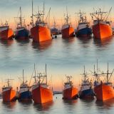 Trawlers-Docked-at-Sunset
