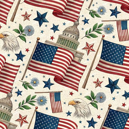 US Flag Patriotic Fabric