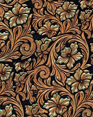 Verdigris Scroll Leatherwork