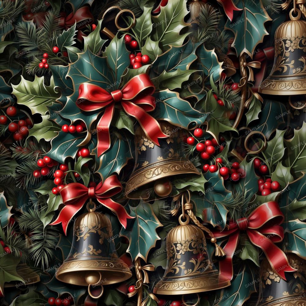 Vintage Holly Christmas Bells