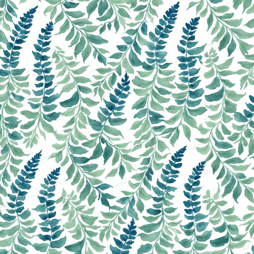Watercolor Blue Ivy Fern