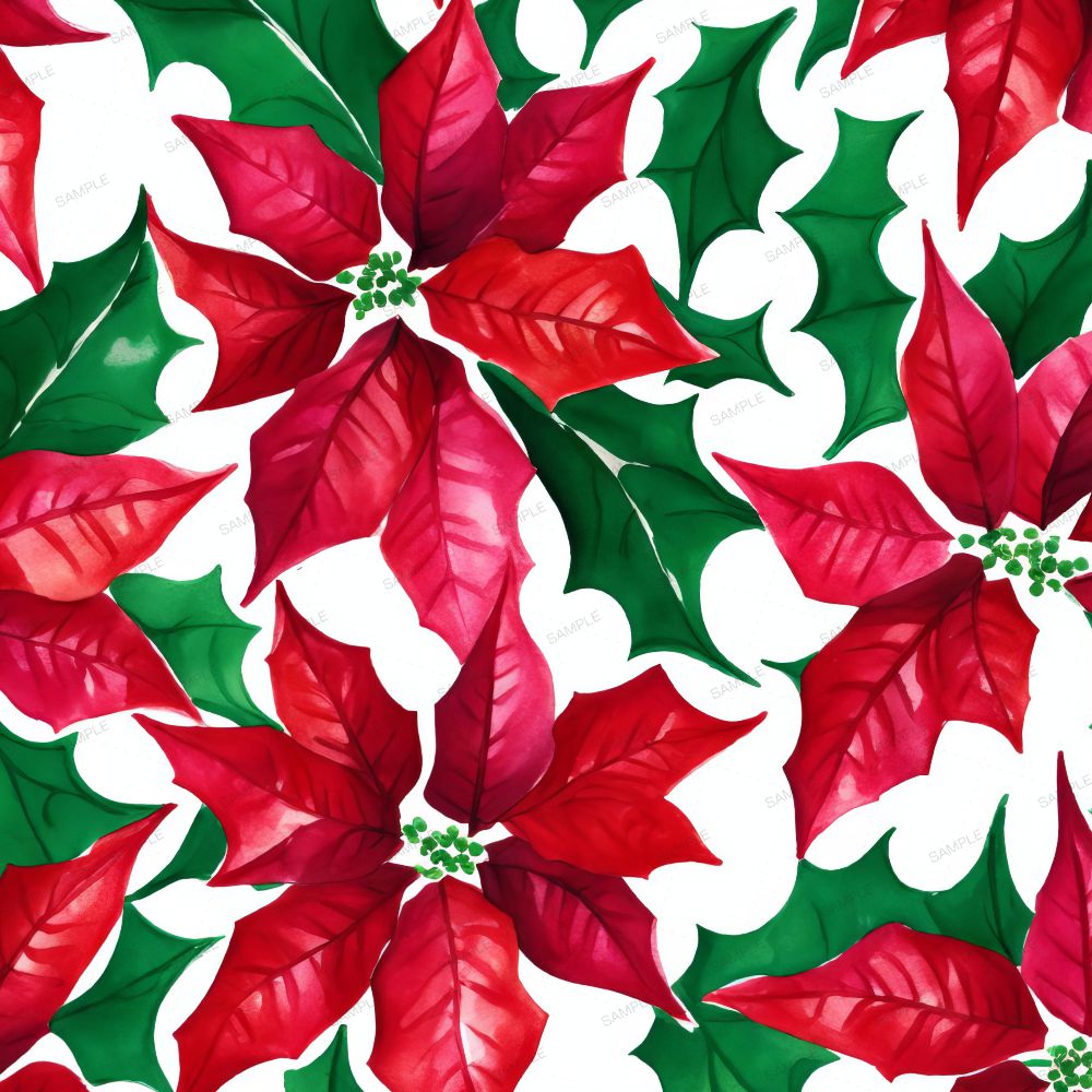 Watercolor Christmas Poinsettias