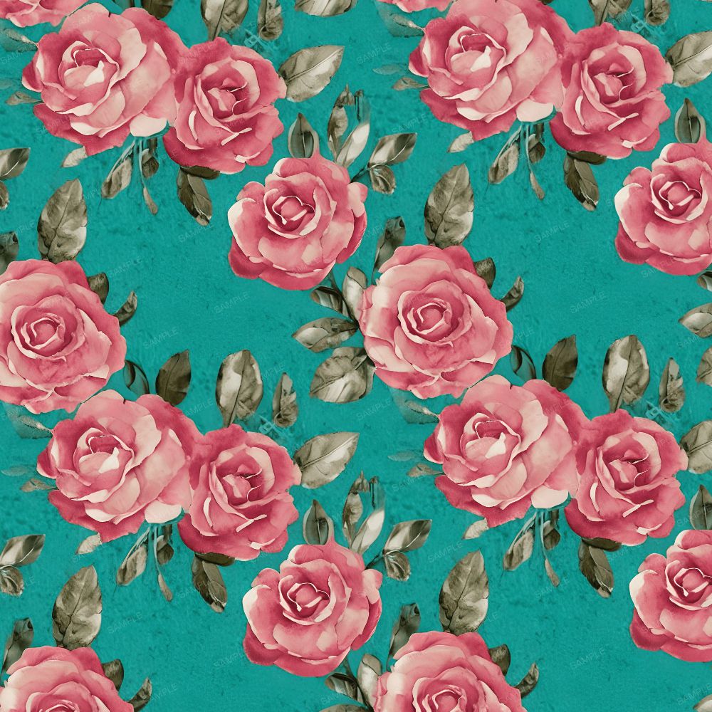 Watercolor Roses on an Teal Background