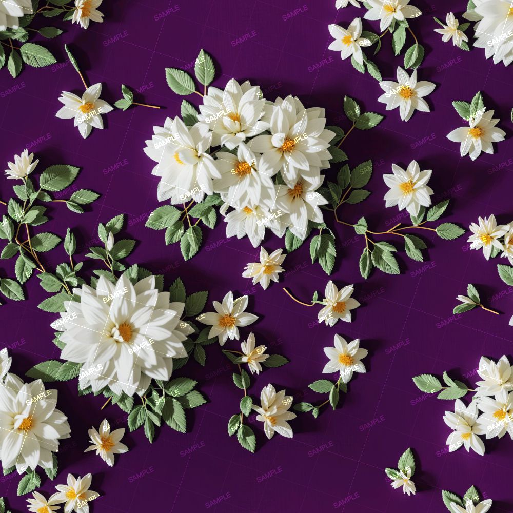 White Flowers on Purple Background